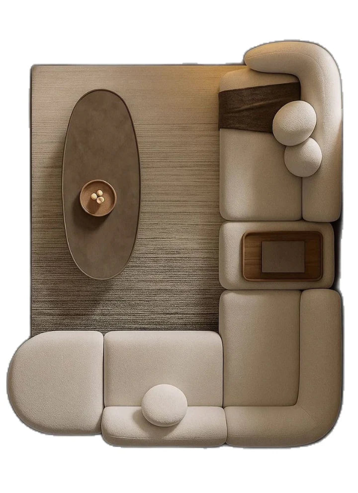 Lowe - L Shaped Boucle Sofa with Table