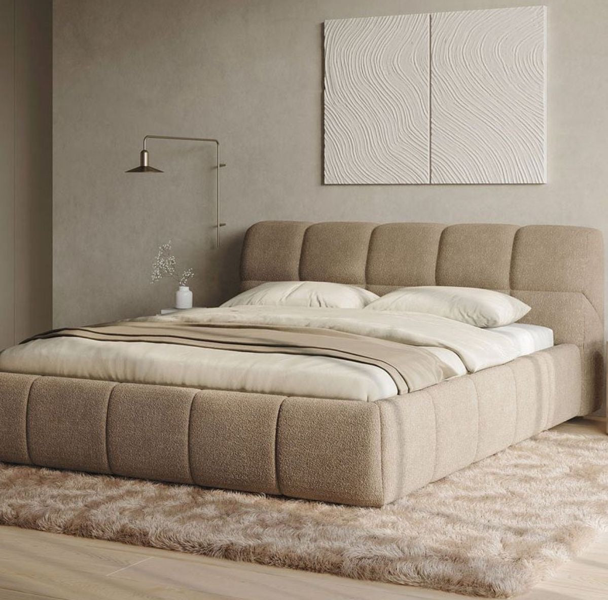 Lucas-block-tufted-cloud-bed-camel-boucle
modern-vertical-tufted-upholstered-bed-frame
luxury-textured-boucle-platform-bed-design