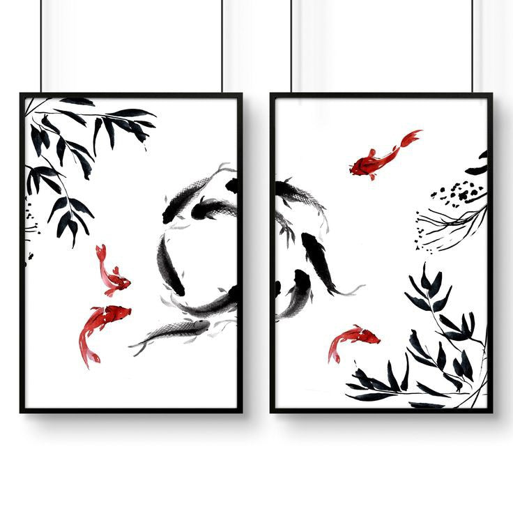 Koi Japanese FrameArt | Set of 2