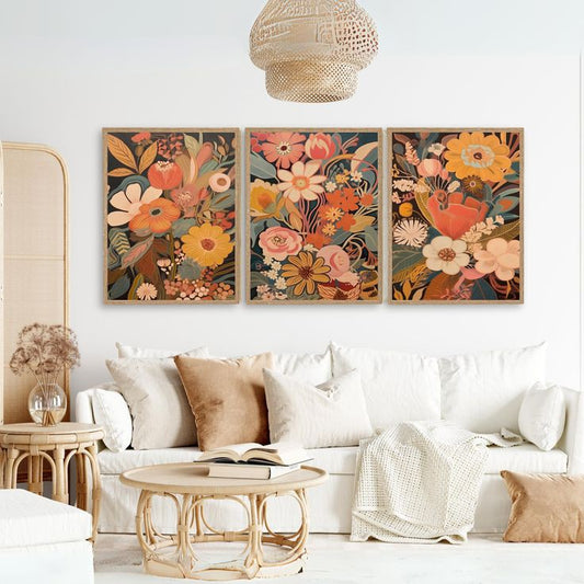 Daisies on canvas FrameArt | Set of 3