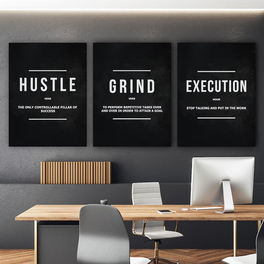 Hustle Grind Execution FrameArt | Set of 3