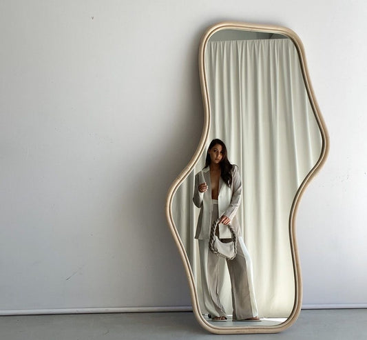 Daffodil premium velvet upholstered full-length wall mirror 72 by 42 inches for luxury interiors.