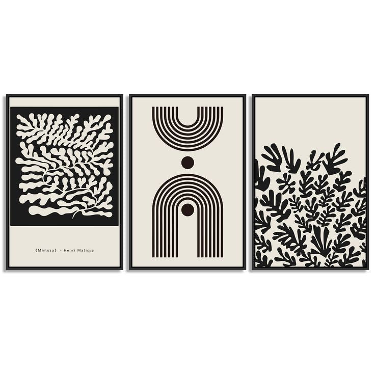 Black & White V FrameArt | Set of 3