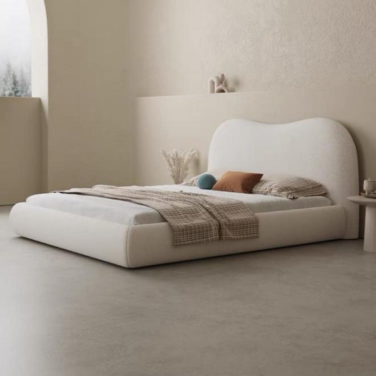modern-scalloped-headboard-upholstered-bed-sand-beige

minimalist-platform-bed-frame-with-wave-design

luxury-soft-minimalism-master-bedroom-furniture