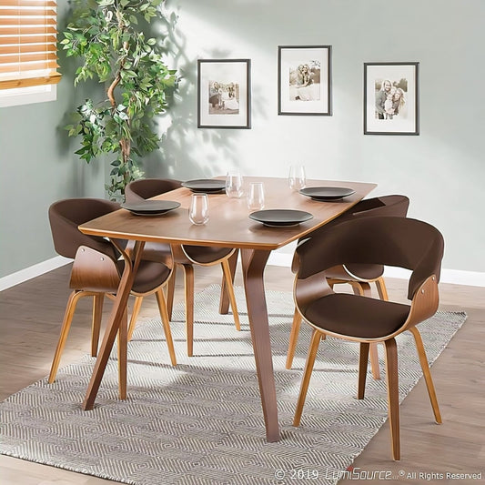 Malden and Draper Dining Set – Mid-Century Modern Boat-Shaped Table