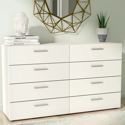 Sage Sideboard with Double-Side Drawers in White Engineered Wood

Functional Storage Cabinet with Eight Side-by-Side Drawers

Compact and Stylish Modern Sideboard for Bedroom or Living Room

Budget-Friendly White Storage Unit for Essentials and Decor