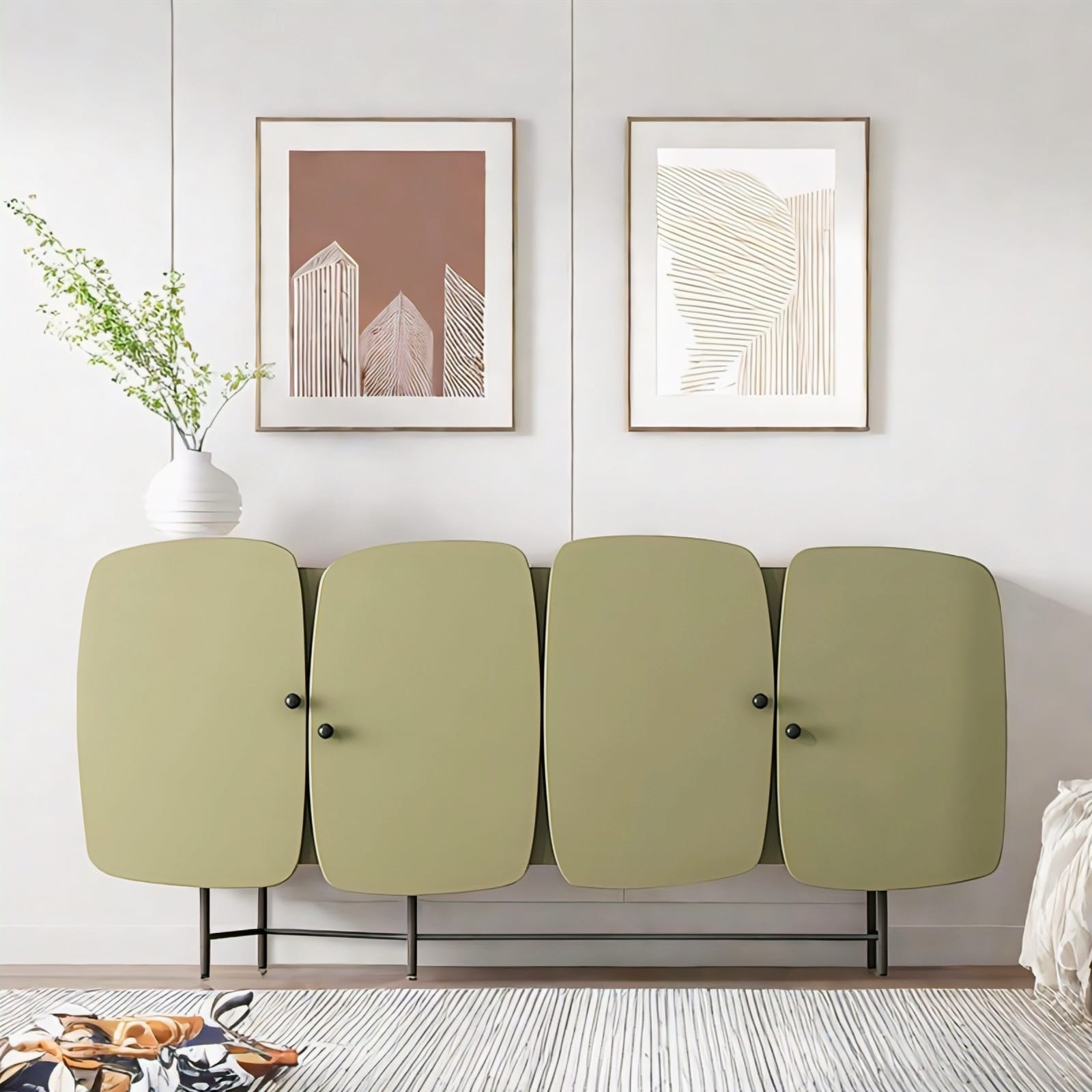 Eucalyptus Sideboard with Modern Elegant Design and Luxury Handles

Contemporary Storage Cabinet with Ample Compartment Space

Stylish Sideboard for Living Room or Dining Area

Durable and Functional Wooden Sideboard with Artistic Flair