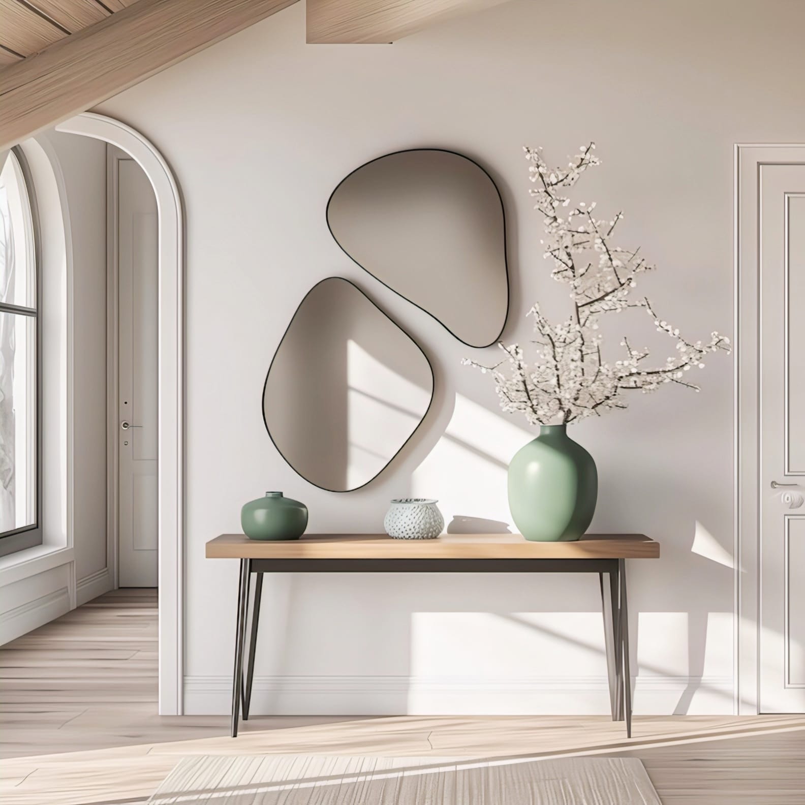 Zen modern window pane wall mirror 35 by 24 inches for stylish home interiors.