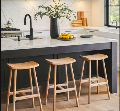 Light wood bench bar stool with minimalist clean design