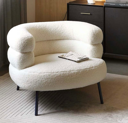 Cuddly Lazy Sofa with soft sherpa upholstery, perfect for modern living rooms or cozy reading spaces