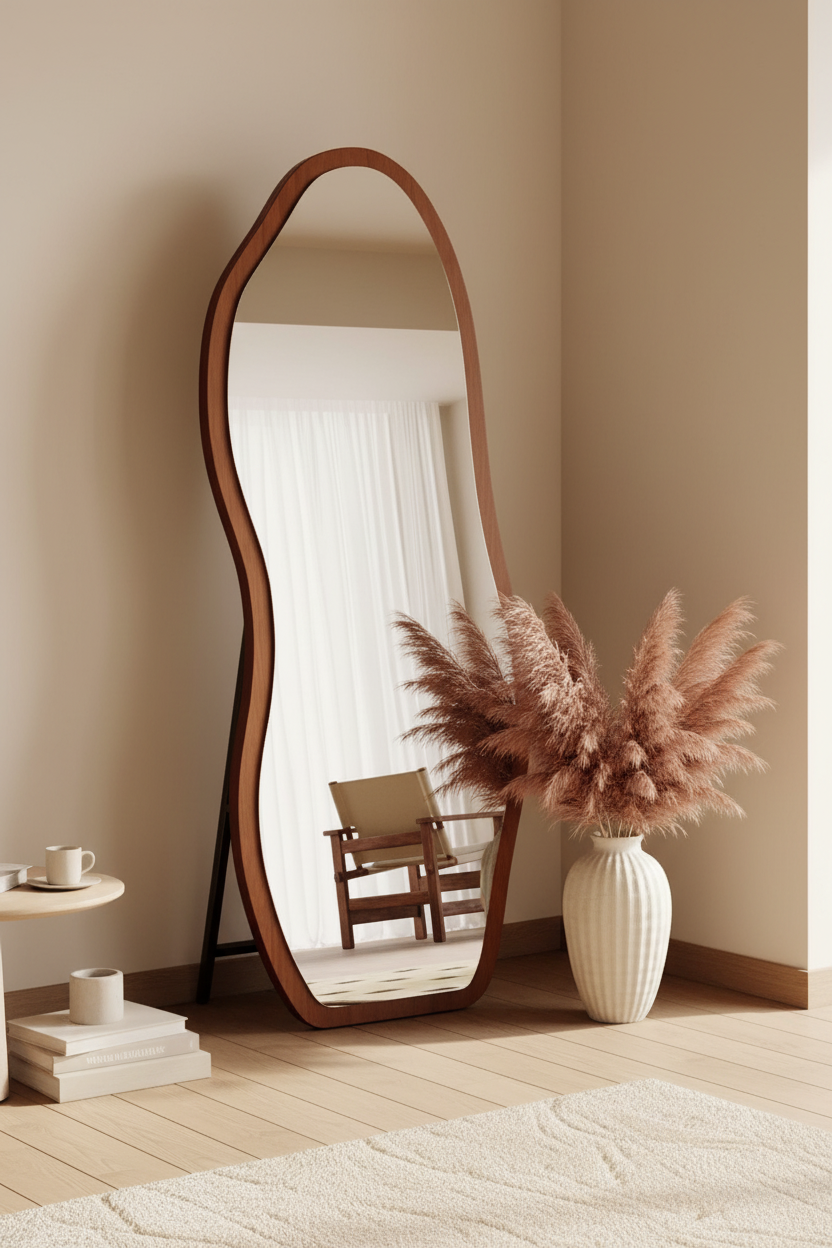 Curvy Standing Mirror with Full-Length Design