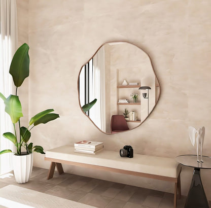 Asymmetrical modern Kepez mirror with irregular shape for contemporary home decor.