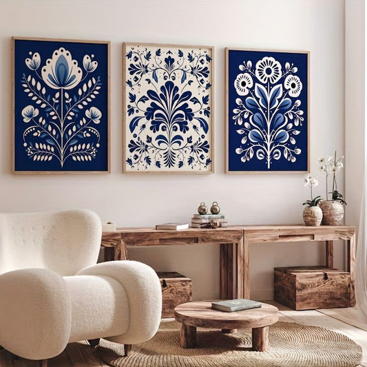 Blue pottery FrameArt | Set of 3