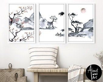 Sumi-e Abstract FrameArt | Set of 3