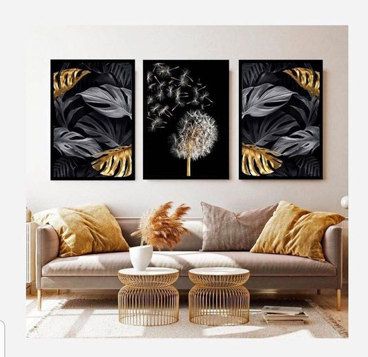 Dandelion Floral FrameArt | Set of 3