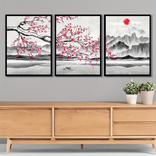 Cherry blossom Japanese FrameArt | Set of 3