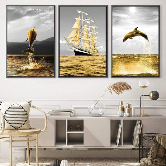 Dolphin FrameArt | Set of 3