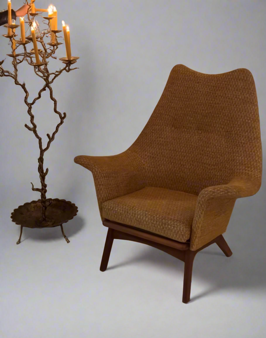 Wingback Lounge Chair featuring a solid wooden frame and Molty Foam cushioning, perfect for modern or classic interiors