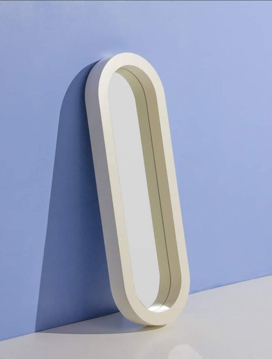 Hannelore tall vertical wall mirror 60 by 18 inches with MDF frame and Deco paint finish.