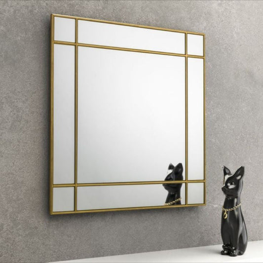 Sif square wall mirror 36 by 36 inches with crystal clear reflection for modern interiors.