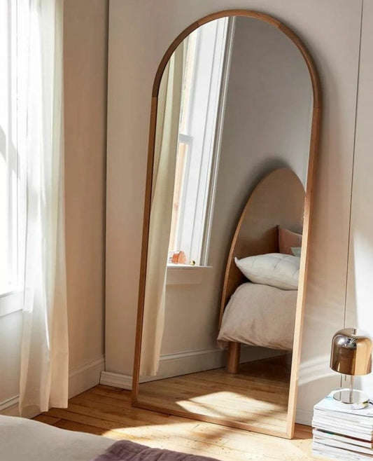 Noemie Mirror with wooden frame and duco-polish finish, ideal for bedrooms, living rooms, and hallways