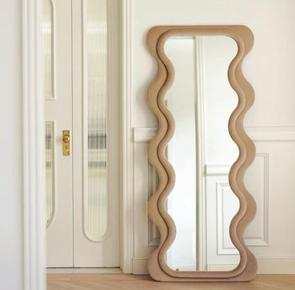 Full-length Venus tufted velvet mirror with MDF frame, 72 x 32 inches, elegant home interior decor.