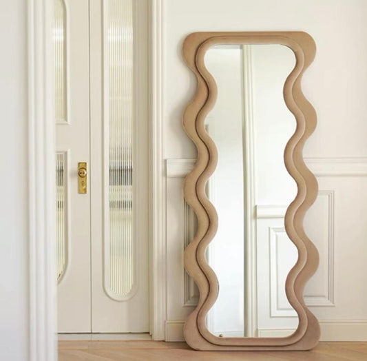 Full-length Venus tufted velvet mirror with MDF frame, 72 x 32 inches, elegant home interior decor.